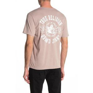 True Religion Men's Rear Buddha Logo Graphic Tee T-Shirt in Old Pink